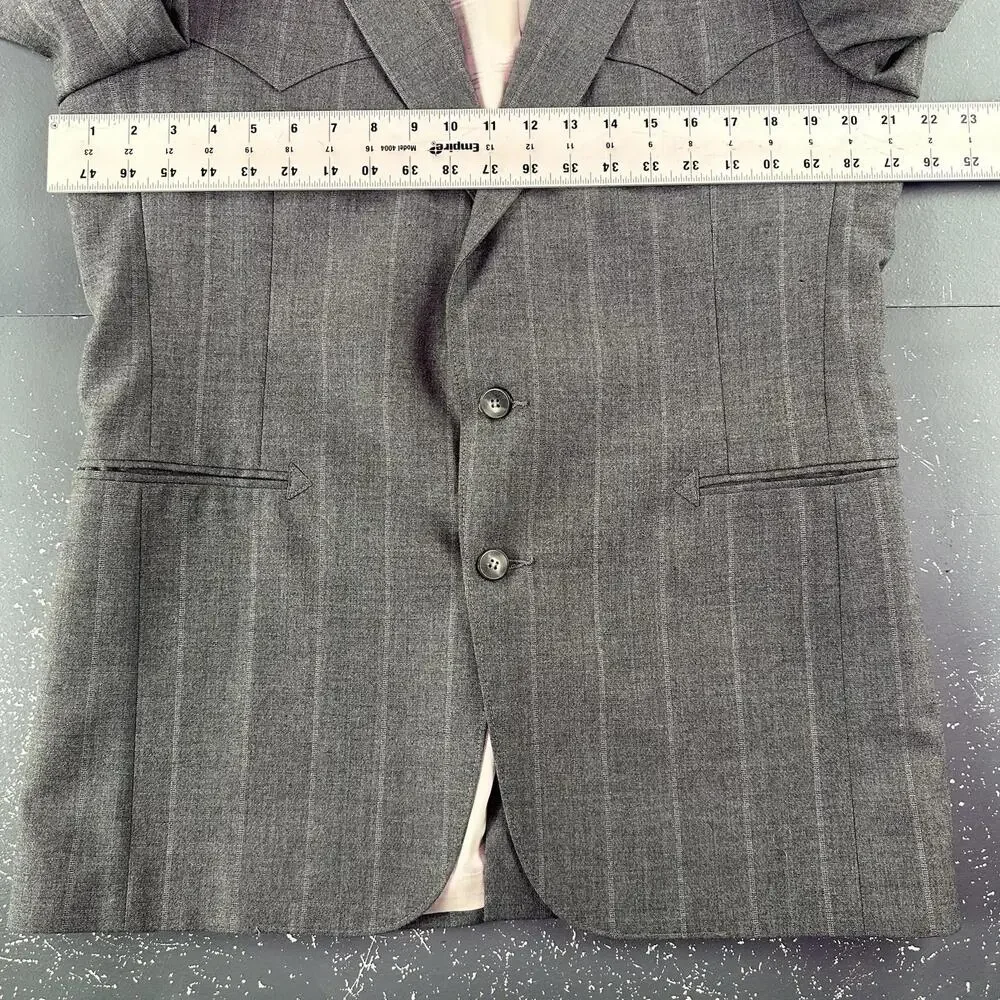 VTG Pagano West Suit Mens 42R Gray Tweed Wool Blend Striped 32" Waist NWT USA - Picture 7 of 16